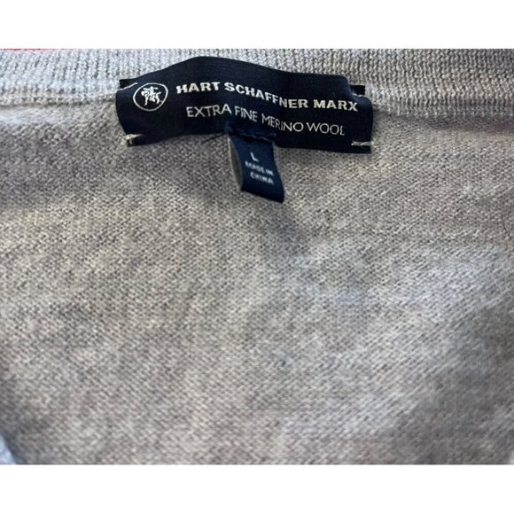 Hart Schaffner Marx Merino Wool Sweater Men's Size Large V Neck Silver Grey - Picture 3 of 5